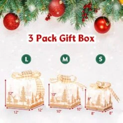 12 In. X 12 In. Christmas Lighted Gift Boxes ( Set Of 3) -The Home Depot Shop christmas yard decorations m23 8cm725 44 1000