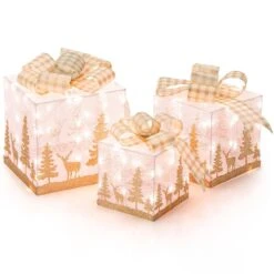 12 In. X 12 In. Christmas Lighted Gift Boxes ( Set Of 3) -The Home Depot Shop christmas yard decorations m23 8cm725 fa 1000