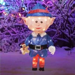 24 In. Christmas PreLit LED Yard Art Boy Elf -The Home Depot Shop christmas yard decorations pw 56408 44 1000