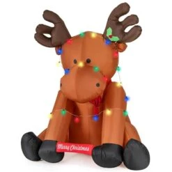 8.5 Ft. X 7.8 Ft. Tall Christmas Inflatable Reindeer Decoration With 24 LED String Lights