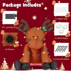 8.5 Ft. X 7.8 Ft. Tall Christmas Inflatable Reindeer Decoration With 24 LED String Lights -The Home Depot Shop costway christmas inflatables hcst04459 76 1000