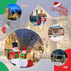 6 Ft. And 7.5 Ft. Christmas Inflatable Snowmen Blow Up Christmas Decoration With LED Lights -The Home Depot Shop costway christmas inflatables ms2j 3730u1 44 1000