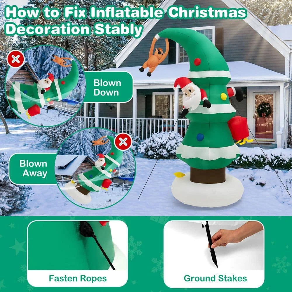 8 Ft. X 4.8 Ft. Inflatable Christmas Tree With Santa Claus, Blowup Holiday Decoration 7 8 Ft. X 4.8 Ft. Inflatable Christmas Tree With Santa Claus, Blowup Holiday Decoration - Image 7