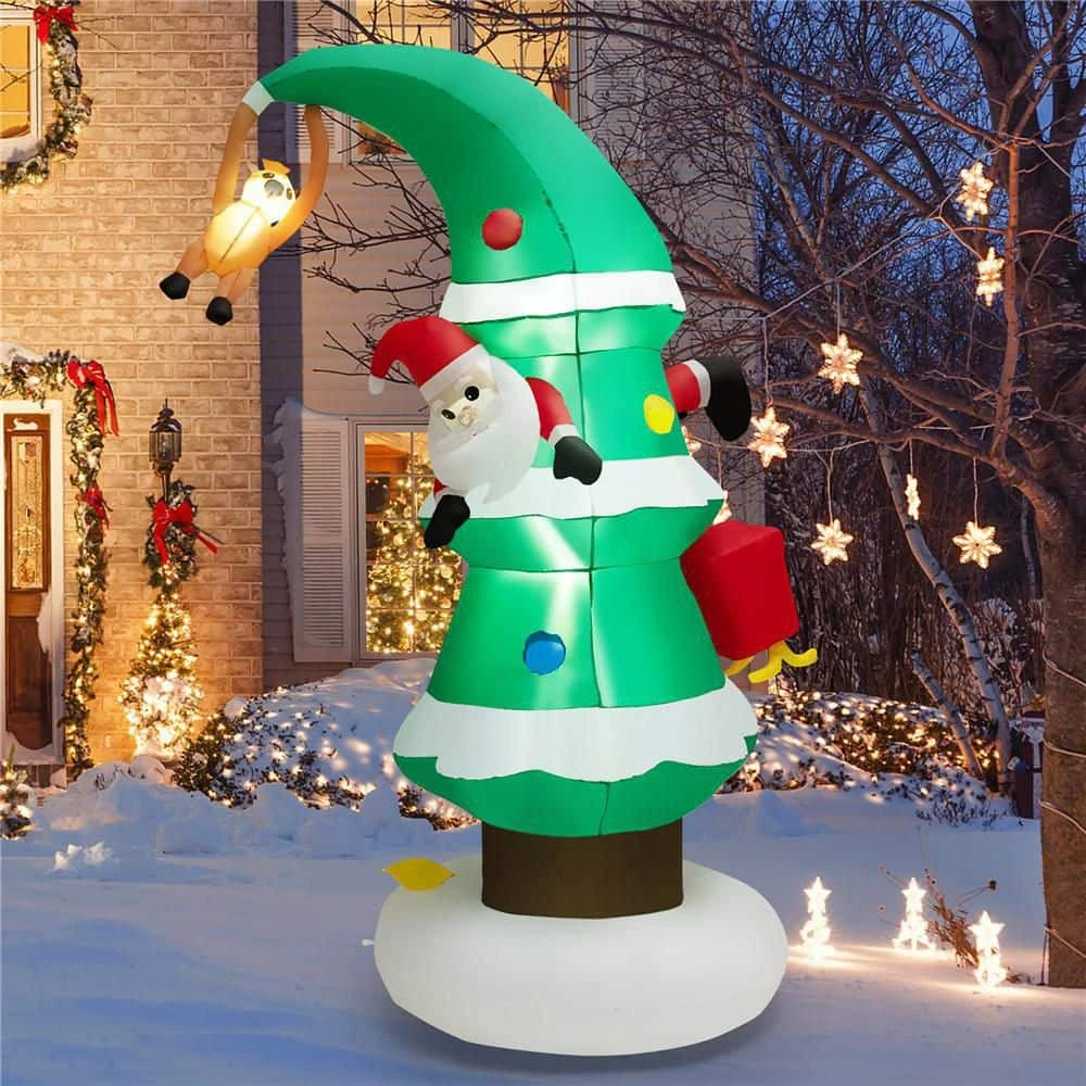 8 Ft. X 4.8 Ft. Inflatable Christmas Tree With Santa Claus, Blowup Holiday Decoration 2 8 Ft. X 4.8 Ft. Inflatable Christmas Tree With Santa Claus, Blowup Holiday Decoration - Image 2