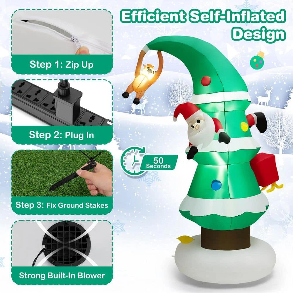 8 Ft. X 4.8 Ft. Inflatable Christmas Tree With Santa Claus, Blowup Holiday Decoration 8 8 Ft. X 4.8 Ft. Inflatable Christmas Tree With Santa Claus, Blowup Holiday Decoration - Image 8