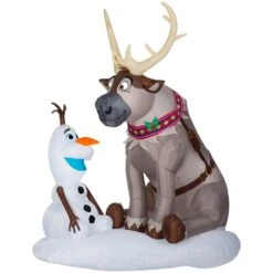 Disney 7 Ft. Pre-lit Inflatable Airblown Olaf And Sven Scene