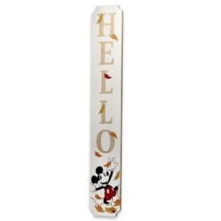 Disney 46 In. Weather-Resistant Mickey Mouse Hello Fall Vertical Wood Porch Decor -The Home Depot Shop disney outdoor fall decorations 90219074 4f 1000