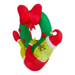 Dr. Seuss 4 Ft Grinch Hanging From Wreath Holiday Inflatable -The Home Depot Shop dr seuss christmas inflatables 22gm14290 40 1000