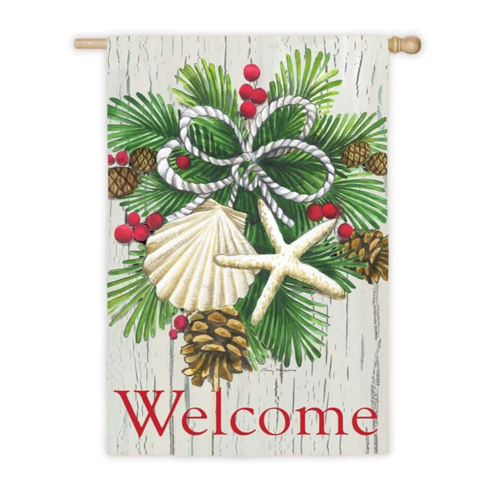 Evergreen 28 In. X 44 In. Costal Christmas House Sub Suede Flag 1 Evergreen 28 In. X 44 In. Costal Christmas House Sub Suede Flag
