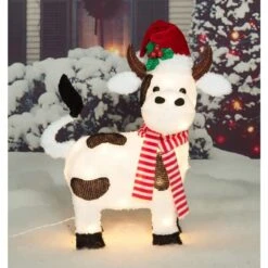 22 In. Tall UL White Light Plush Cow Sculpture -The Home Depot Shop everstar christmas figurines es 69052 31 1000
