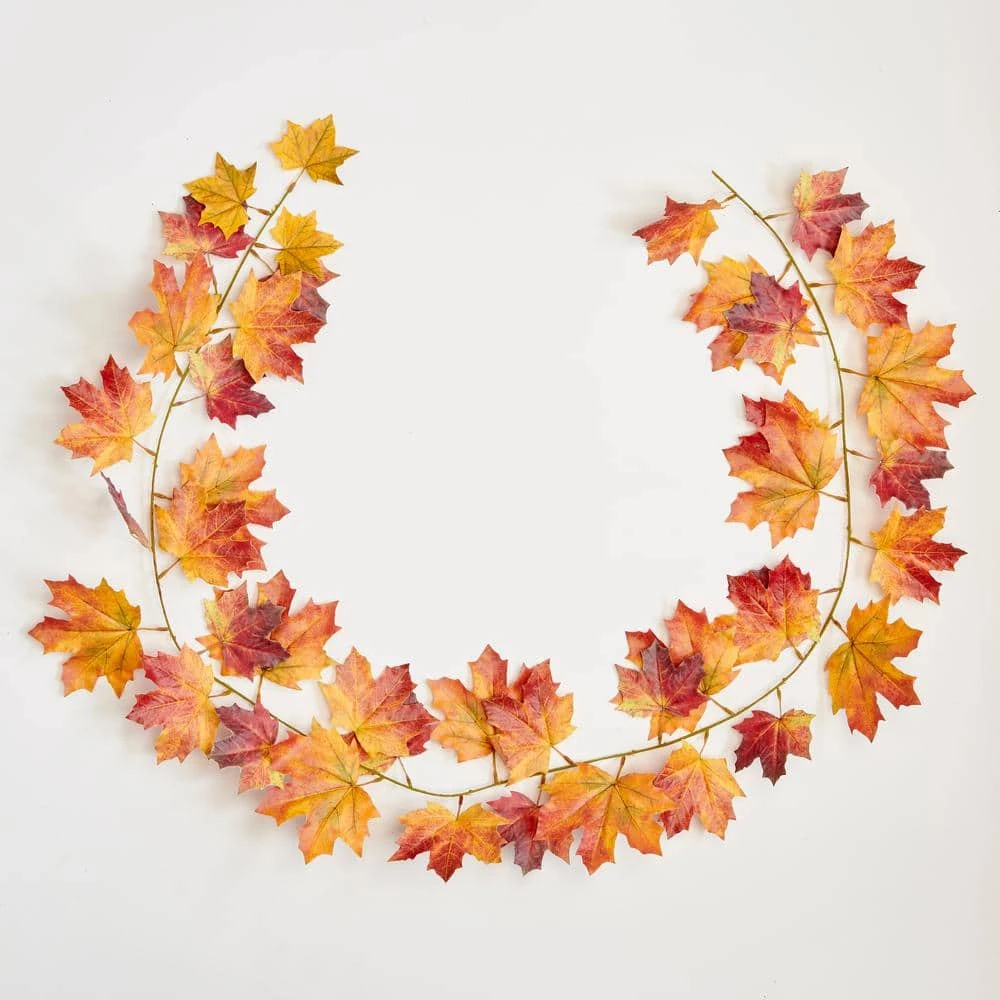 65 In. Artificial Fall Maple Leaf Garl And 1 65 In. Artificial Fall Maple Leaf Garl And