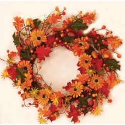 18 In. Artificial Sunflower And Acorn Wreath