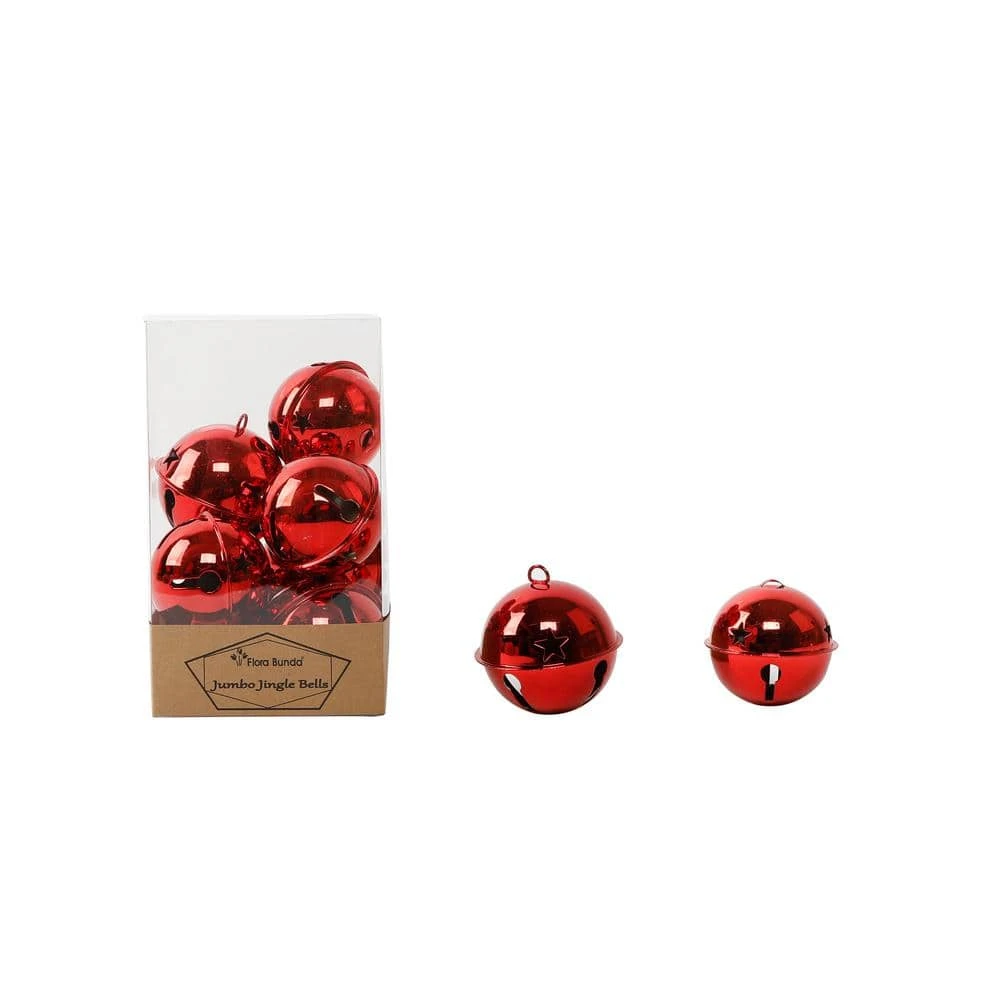 Red Jumbo Jingle Bells, Christmas Ornament 8-Pieces In PVC Box 3 Red Jumbo Jingle Bells, Christmas Ornament 8-Pieces In PVC Box - Image 3