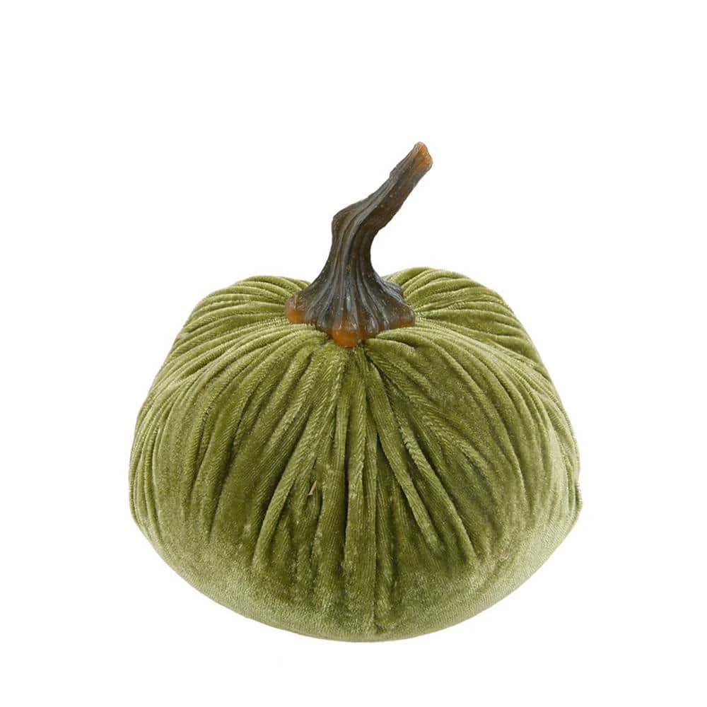 6 In. D X 7.25 In. H Large Green Velvet Pumpkin 1 6 In. D X 7.25 In. H Large Green Velvet Pumpkin