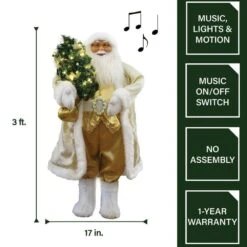 3 Ft. Music And Motion Santa With Prelit Christmas Tree, Standing Decor, Christmas Animatronic 16 3 Ft. Music And Motion Santa With Prelit Christmas Tree, Standing Decor, Christmas Animatronic -The Home Depot Shop fraser hill farm christmas figurines fasc036m 19whtgld 4f 1000