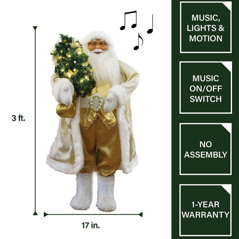 3 Ft. Music And Motion Santa With Prelit Christmas Tree, Standing Decor, Christmas Animatronic 6 3 Ft. Music And Motion Santa With Prelit Christmas Tree, Standing Decor, Christmas Animatronic - Image 6