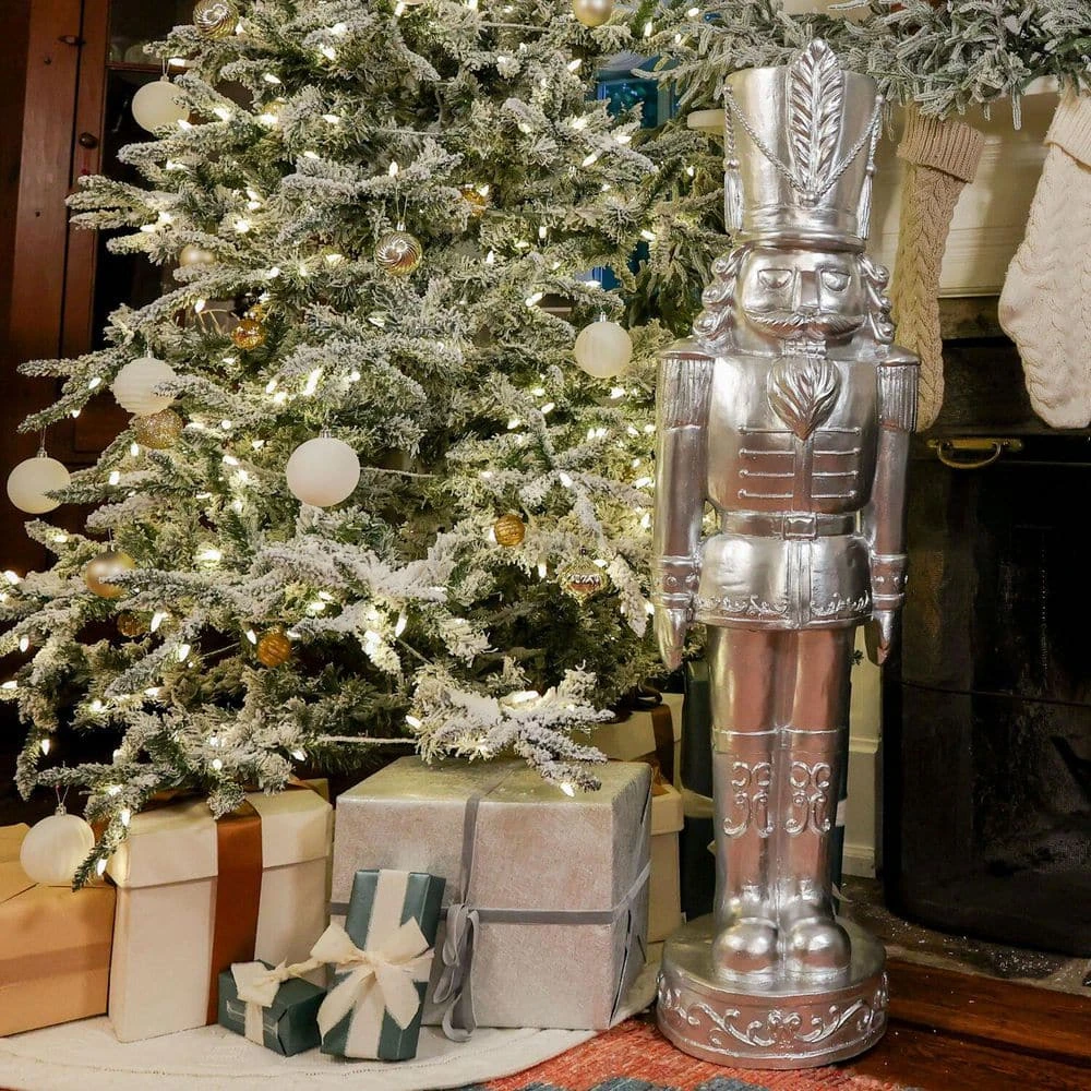 4 Ft. Silver Resin Nutcracker Soldier Christmas Decoration 14 4 Ft. Silver Resin Nutcracker Soldier Christmas Decoration - Image 14
