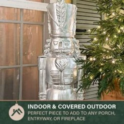 4 Ft. Silver Resin Nutcracker Soldier Christmas Decoration 19 4 Ft. Silver Resin Nutcracker Soldier Christmas Decoration -The Home Depot Shop fraser hill farm christmas figurines ffrs048 1sol sil 66 1000