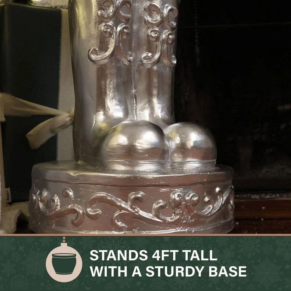 4 Ft. Silver Resin Nutcracker Soldier Christmas Decoration 7 4 Ft. Silver Resin Nutcracker Soldier Christmas Decoration - Image 7