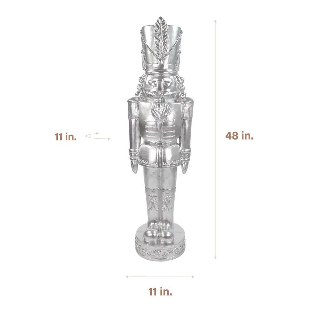 4 Ft. Silver Resin Nutcracker Soldier Christmas Decoration 2 4 Ft. Silver Resin Nutcracker Soldier Christmas Decoration - Image 2