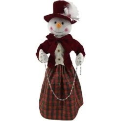 24 In. Christmas Victorian Snowman With Beads And Music