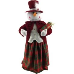 36 In. Christmas Dancing Mrs. Snowman With Wrapped Gift Box And Music