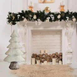 44 In. Christmas Furry Tree With Faux-Bark Trunk 5 44 In. Christmas Furry Tree With Faux-Bark Trunk -The Home Depot Shop fraser hill farm christmas figurines fhftree044 wht1 31 1000