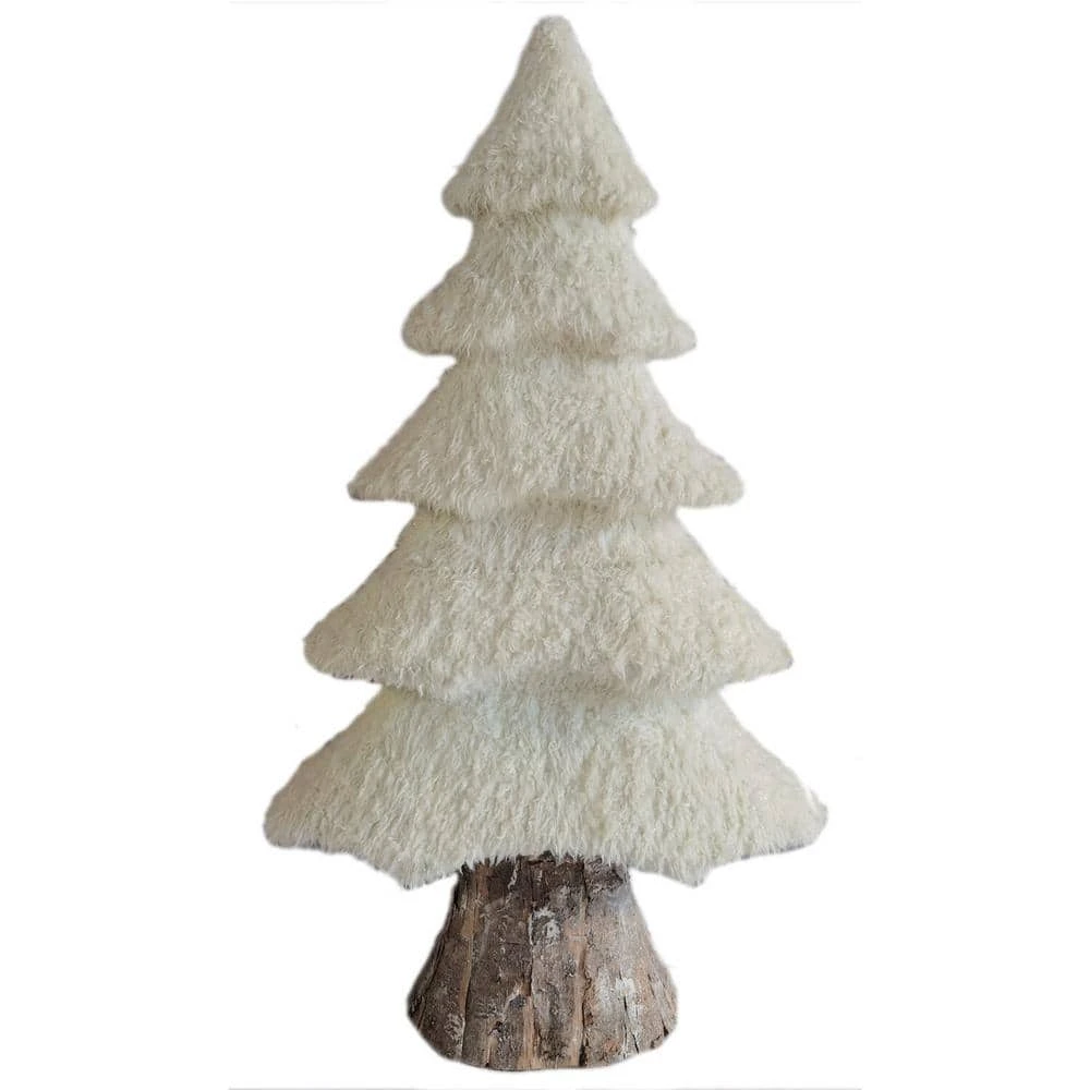 44 In. Christmas Furry Tree With Faux-Bark Trunk 1 44 In. Christmas Furry Tree With Faux-Bark Trunk
