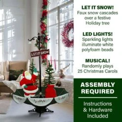 47 In. Christmas Red Santa With Green Umbrella Base And Music 16 47 In. Christmas Red Santa With Green Umbrella Base And Music -The Home Depot Shop fraser hill farm christmas figurines fsfsa066a red 40 1000