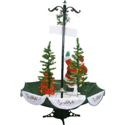47 In. Christmas Red Santa With Green Umbrella Base And Music 21 47 In. Christmas Red Santa With Green Umbrella Base And Music -The Home Depot Shop fraser hill farm christmas figurines fsfsa066a red c3 1000