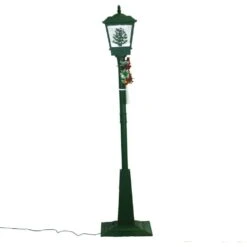 71 In. Green Christmas Square Street Lamp With Christmas Tree And Music -The Home Depot Shop fraser hill farm christmas figurines fsl071a grn 1f 1000