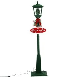 71 In. Green Christmas Square Street Lamp With Christmas Tree And Music -The Home Depot Shop fraser hill farm christmas figurines fsl071a grn 44 1000