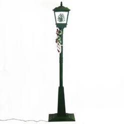 71 In. Green Christmas Square Street Lamp With Christmas Tree And Music -The Home Depot Shop fraser hill farm christmas figurines fsl071a grn 4f 1000