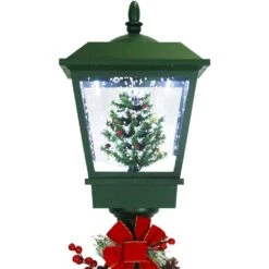 71 In. Green Christmas Square Street Lamp With Christmas Tree And Music -The Home Depot Shop fraser hill farm christmas figurines fsl071a grn 76 1000