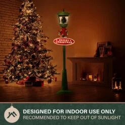 71 In. Green Christmas Square Street Lamp With Christmas Tree And Music -The Home Depot Shop fraser hill farm christmas figurines fsl071a grn 77 1000