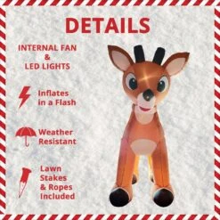 15 Ft. Pre-Lit Reindeer With Moving Head 8 15 Ft. Pre-Lit Reindeer With Moving Head -The Home Depot Shop fraser hill farm christmas inflatables fhfinrnd015 1la 40 1000