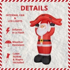10 Ft. Santa Claus With HO HO HO Sign Christmas Inflatable With Lights -The Home Depot Shop fraser hill farm christmas inflatables fhfsanta104 l 1d 1000