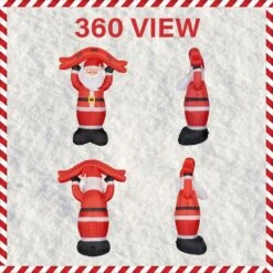 10 Ft. Santa Claus With HO HO HO Sign Christmas Inflatable With Lights -The Home Depot Shop fraser hill farm christmas inflatables fhfsanta104 l 40 1000