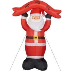 10 Ft. Santa Claus With HO HO HO Sign Christmas Inflatable With Lights -The Home Depot Shop fraser hill farm christmas inflatables fhfsanta104 l 44 1000