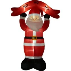 10 Ft. Santa Claus With HO HO HO Sign Christmas Inflatable With Lights -The Home Depot Shop fraser hill farm christmas inflatables fhfsanta104 l 66 1000