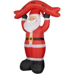 10 Ft. Santa Claus With HO HO HO Sign Christmas Inflatable With Lights -The Home Depot Shop fraser hill farm christmas inflatables fhfsanta104 l 77 1000