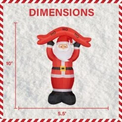 10 Ft. Santa Claus With HO HO HO Sign Christmas Inflatable With Lights -The Home Depot Shop fraser hill farm christmas inflatables fhfsanta104 l a0 1000