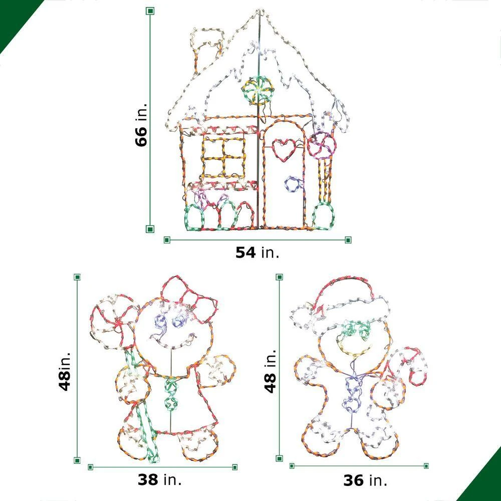 5.5 Ft. 862-Light Multi-Color Gingerbread Set Novelty Light (3-Piece) 3 5.5 Ft. 862-Light Multi-Color Gingerbread Set Novelty Light (3-Piece) - Image 3