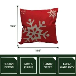 15.5 In. Red And White Snowflake Accent Pillow -The Home Depot Shop fraser hill farm christmas textiles fhfxmasplw red1 40 1000