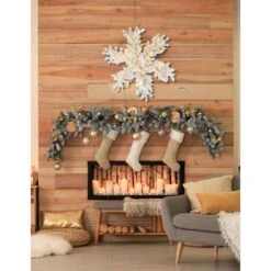 36 In. Christmas Icy Fir Snowflake With LED Lights 5 36 In. Christmas Icy Fir Snowflake With LED Lights -The Home Depot Shop fraser hill farm christmas wall decorations ffif036sf 1wh 1f 1000