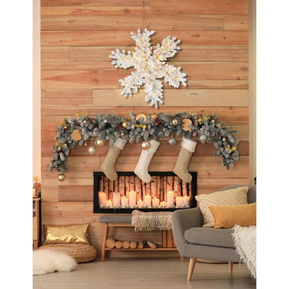 36 In. Christmas Icy Fir Snowflake With LED Lights 3 36 In. Christmas Icy Fir Snowflake With LED Lights - Image 3