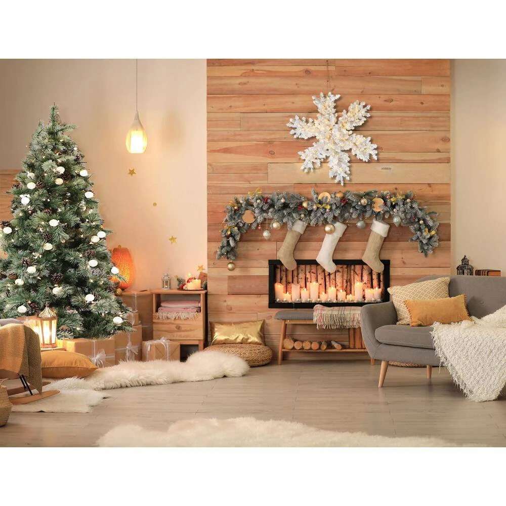 36 In. Christmas Icy Fir Snowflake With LED Lights 2 36 In. Christmas Icy Fir Snowflake With LED Lights - Image 2