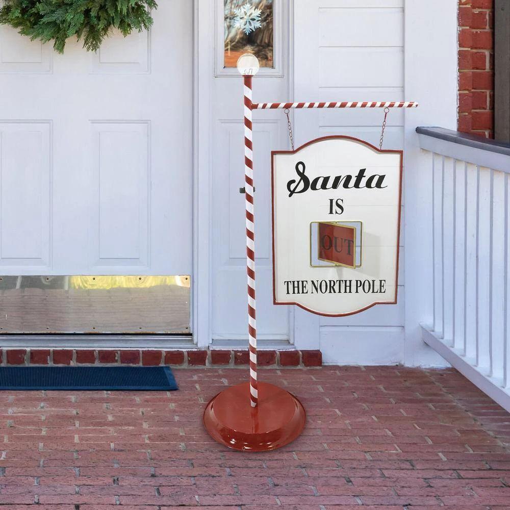 4.5 Ft. Lamp Post With Santa Claus North Pole Sign And Solar Finial, Prelit Outdoor (or Indoor) Christmas Decoration 10 4.5 Ft. Lamp Post With Santa Claus North Pole Sign And Solar Finial, Prelit Outdoor (or Indoor) Christmas Decoration - Image 10