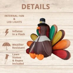 8 Ft. Multi-Colored Turkey Inflatable With Lights -The Home Depot Shop fraser hill farm outdoor fall decorations fhhvturky081 l 40 1000