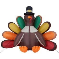 8 Ft. Multi-Colored Turkey Inflatable With Lights -The Home Depot Shop fraser hill farm outdoor fall decorations fhhvturky081 l 44 1000